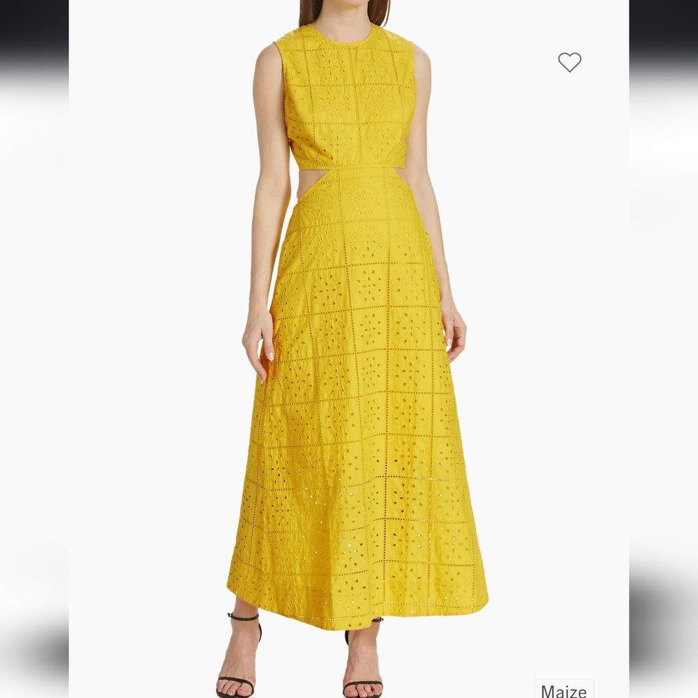 Ganni Broderie Anglaise Cotton Midi-Dress